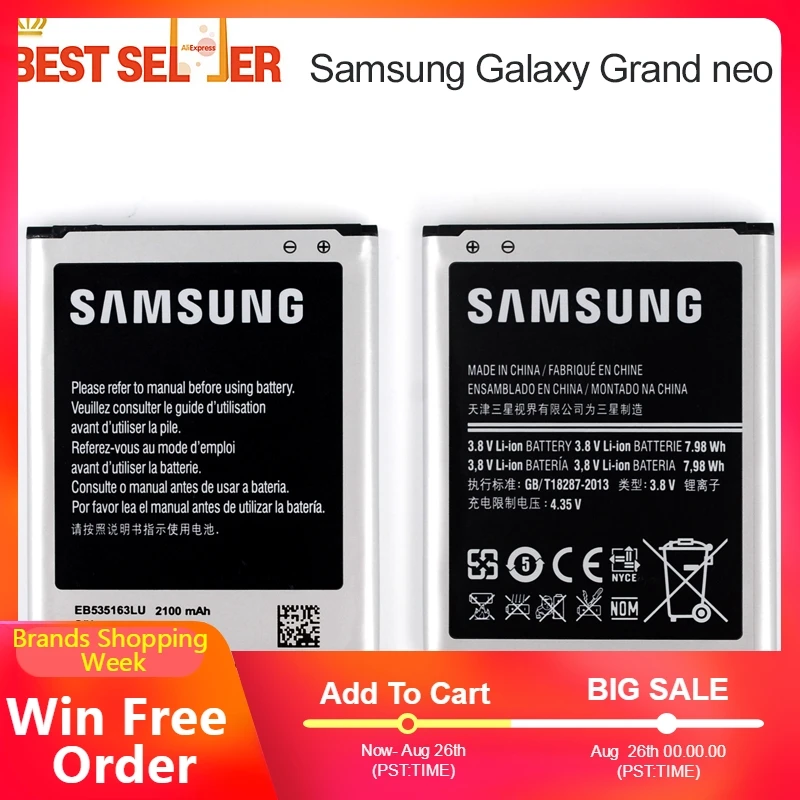 Замена Оригинальный аккумулятор для телефона EB535163LU samsung Galaxy Grand DUOS I9080 I879 I9118 I9082