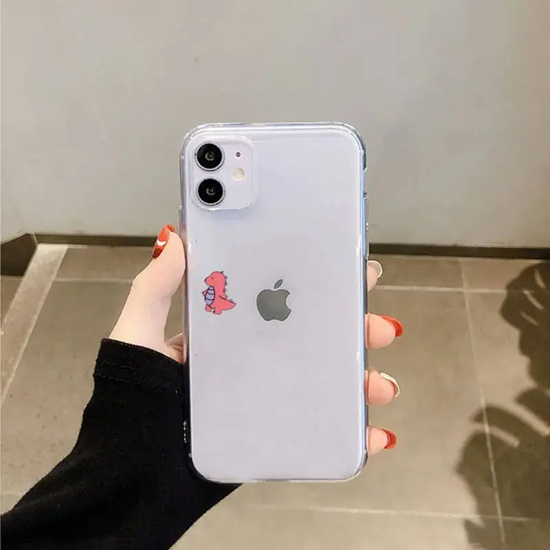 

Little dinosaur cartoon shell Phone Case Transparent for iPhone 6 7 8 11 12 s mini pro X XS XR MAX Plus