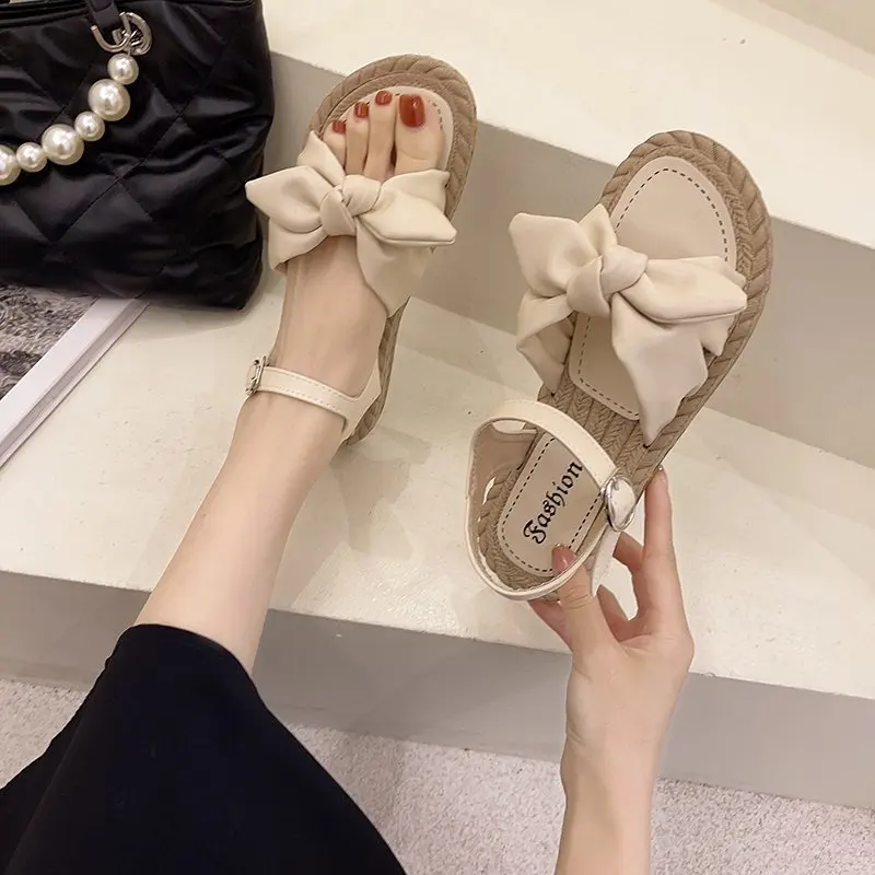 

Flat Sandal Shoe 2021 Women's Summer Heels All-Match Suit Female Beige Open Toe Without New Girls Gladiator Clear Comfort Fashio