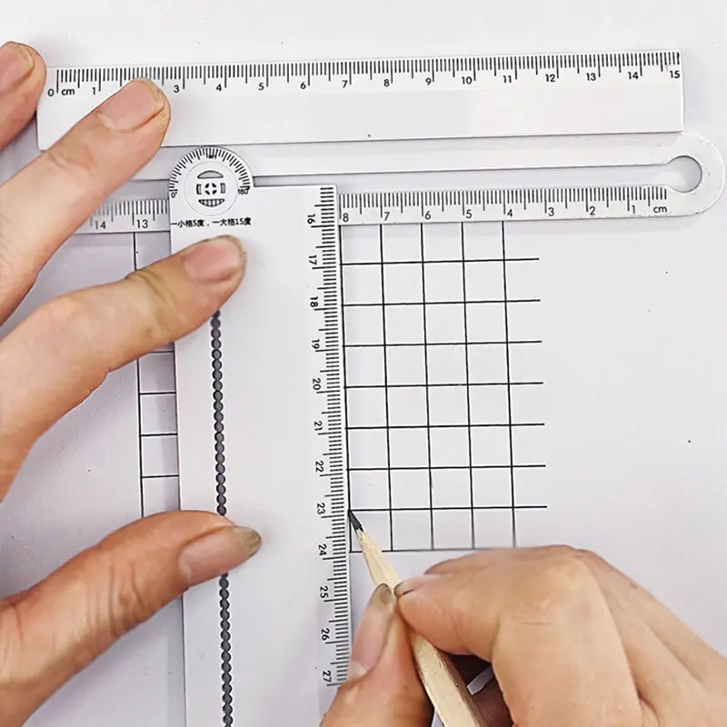 

1Pcs Multifunctional Ruler Angle Parallel Ruler for Drawing and Measuring The Thickness and Font Size of The Arc Parallel Line