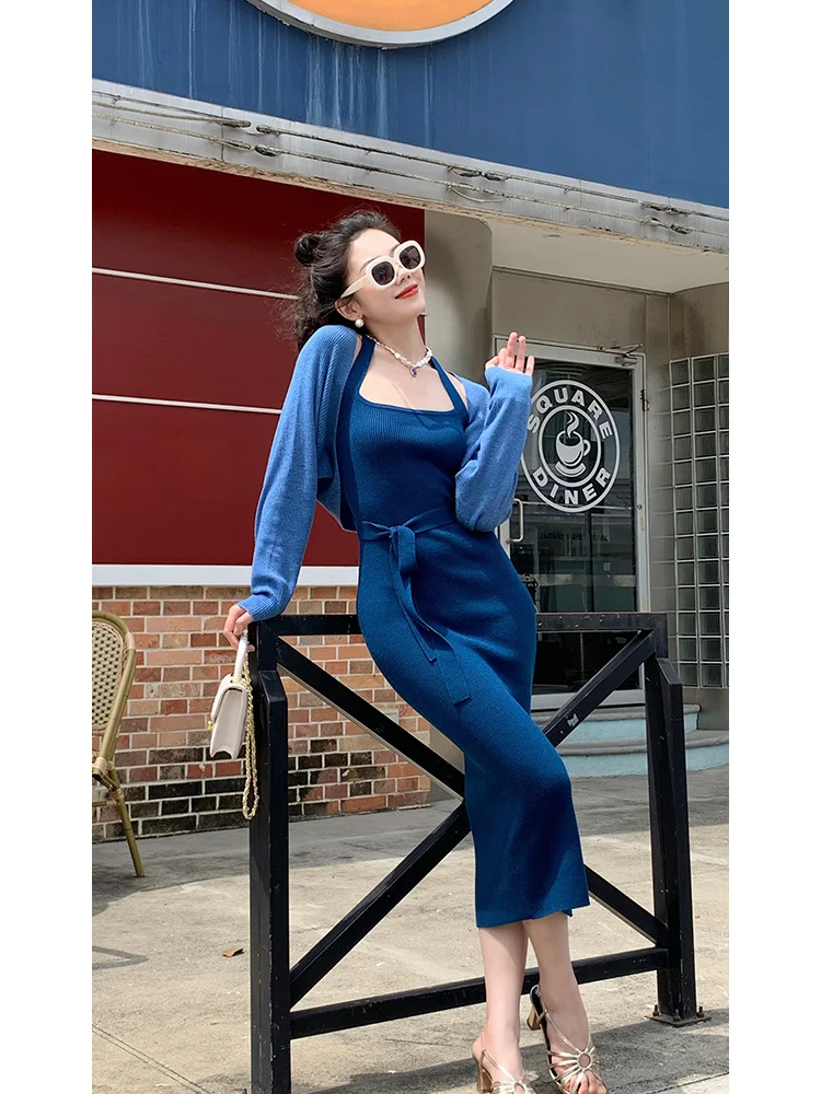 

CMAZ Xu Daqing Hong Kong Style Retro Knitted Dress for Women
