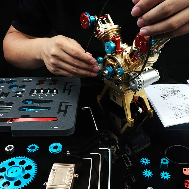 Модель двигателя с двойным цилиндром Mini V2 может запускать игрушку без мешания