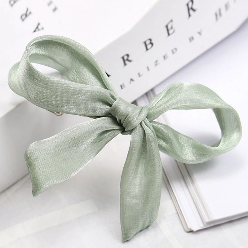 Корейский стиль новый бант Vogue двухслойная шелковая шпилька Han тип газовая