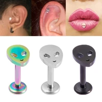 1pc alien lip ring labret stud piercing bar stainless steel tragus helix ear cartilage earrings studs for women body jewelry 16g