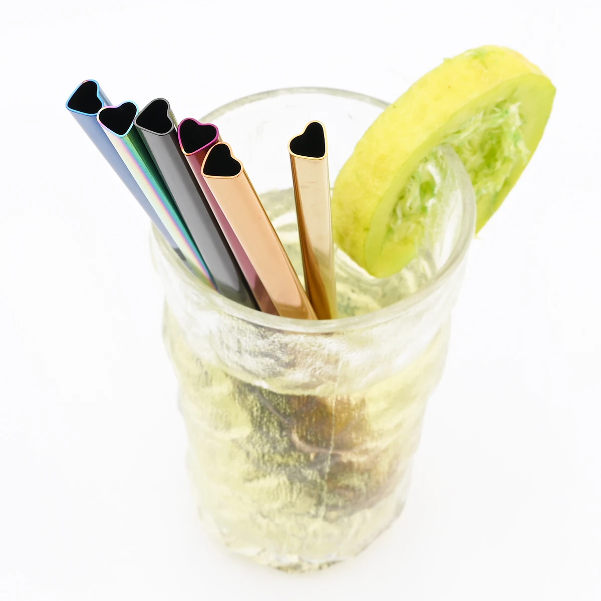 1/3 шт. многоразовая зеркальная чайная соломка в форме сердца из нержавеющей стали