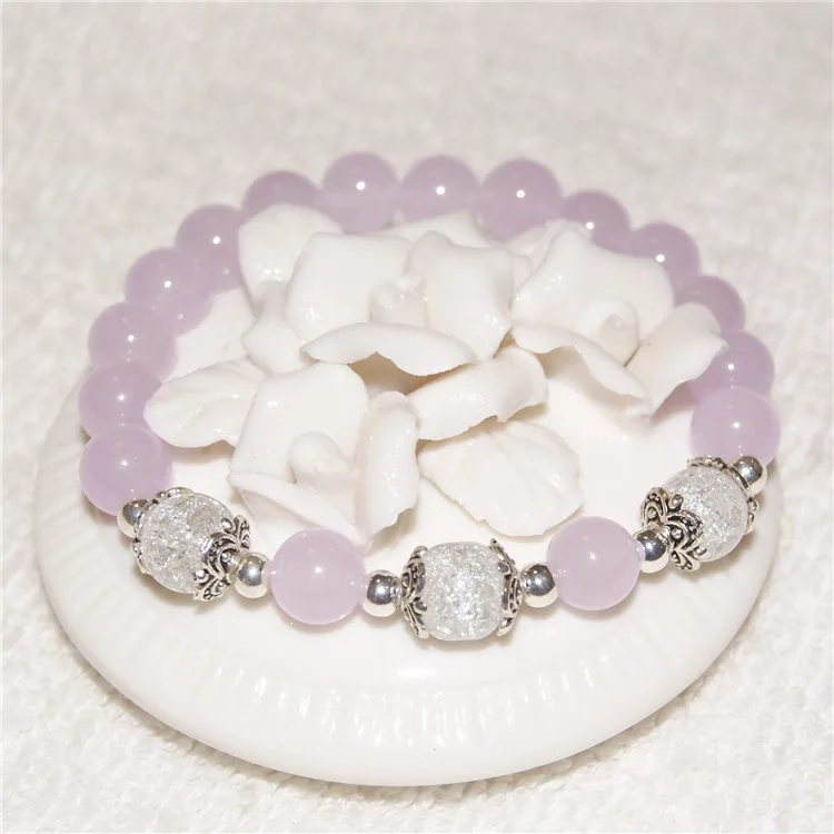 Женский браслет из розового кристалла с бусинами | Украшения и аксессуары