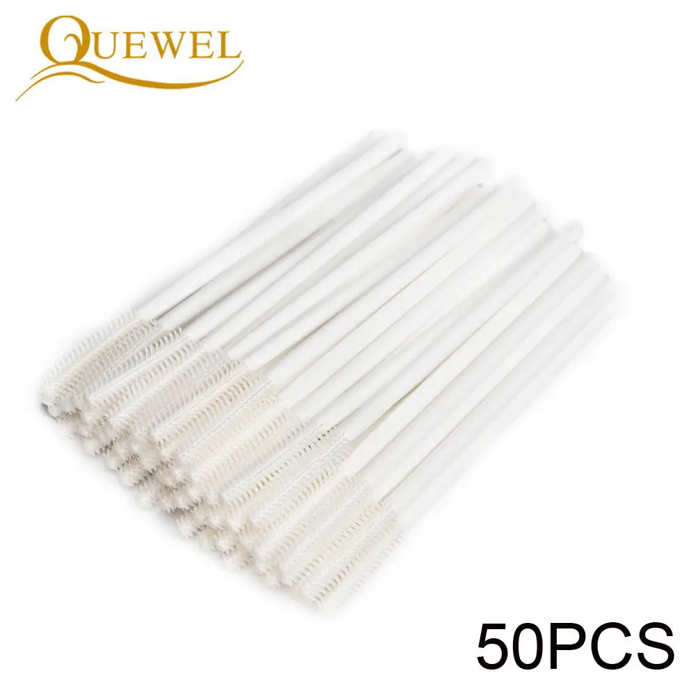 White 50 Pieces 50 шт., одноразовая щетка для ресниц, расческа, силиконовая гелевая тушь для ресниц, палочки для наращивания ресниц, профессиональный аппликатор, инструмент для макияжа глаз - Цвет: White 50 Pieces