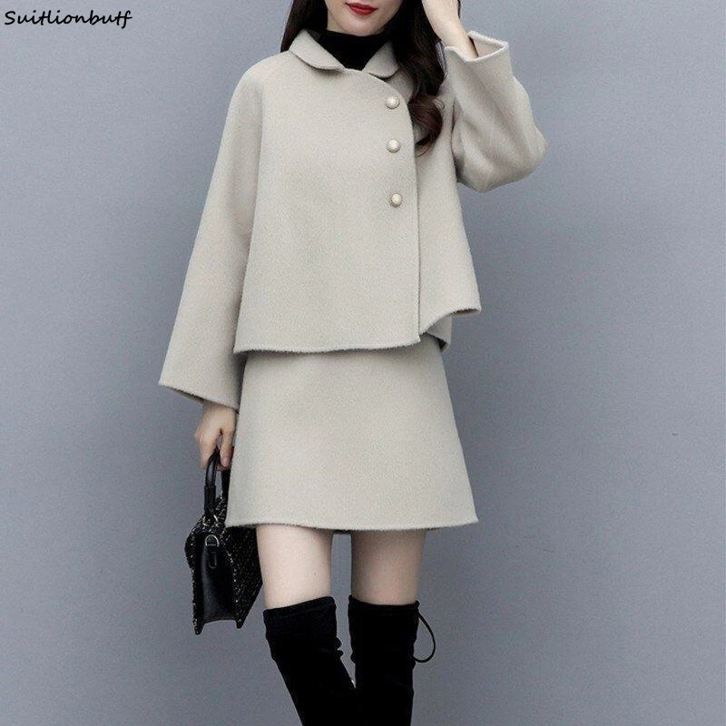 

Винтажный трикотажный Женский пуловер, длинный свитер с длинным рукавом, брюки с широкими штанинами, элегантные женские брюки, костюмы, три...