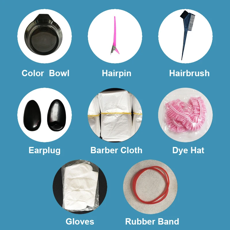 

8 Pcs/Set Dye Hair Coloring Suit Hair Dyeing Set Salon Barber Treatment Hat With Hair Accessory Hair Perming And Dying Tools