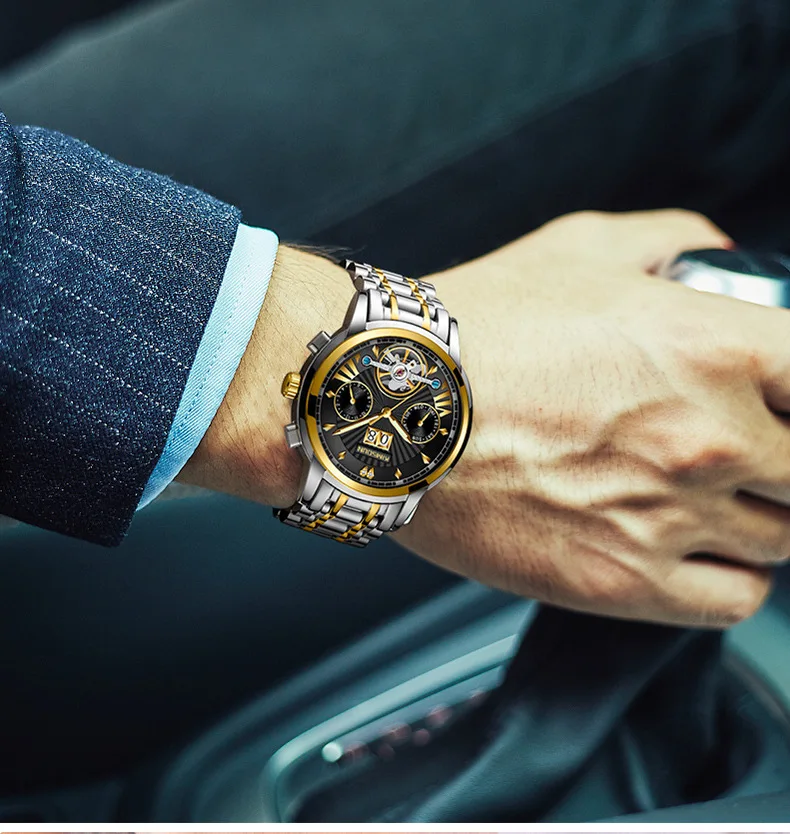 

Tourbillon Men's Automatic Mechanical Watch Luxury Business Top Quality Brand Men's Clock Transparent Sports Men's Wrist Watch