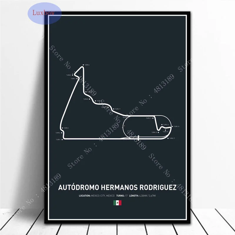 Трек автомобиль Формула 1 гоночная схема Гран-при гоночный трек плакат принты
