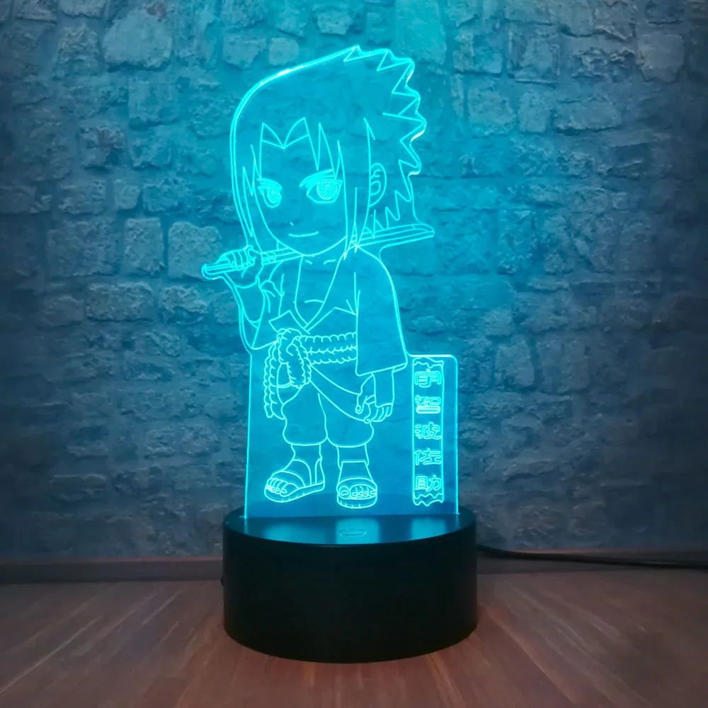 Новый аниме Наруто Саске Учиха 3D светодиодный Ночник светильник 7 цветов