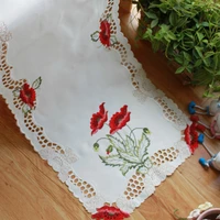 2size new satin embroidery table runner cloth cover bed runner lace tablecloth placemat mantel kitchen christmas wedding decor