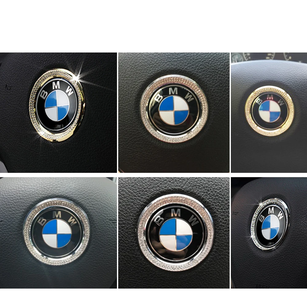 

Accessories for BMW Steering Wheel LOGO Cap Covers Decal Stickers Bling Interior Visors Decorations 3 4 5 6 Series X3 X5 Crystal