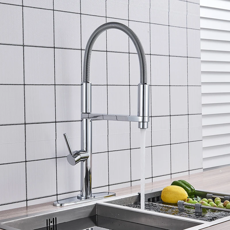 Senlesen хромированный кухонный кран, пружинный шланг, двойной Носик, выдвижной, с одной ручкой, сосуд, раковина, кухонный смеситель