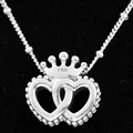 New 925 Sterling Silver United Regal Crown Hearts With Beaded Necklace Fit Fashion Original Bead Charm Bracelet DIY Jewelry
