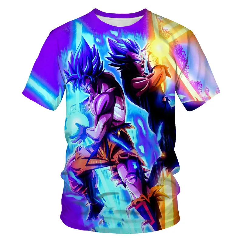 

2021 new men's anime 3D printing T-shirt summer new short-sleeved streetwear super luminous summer 2021