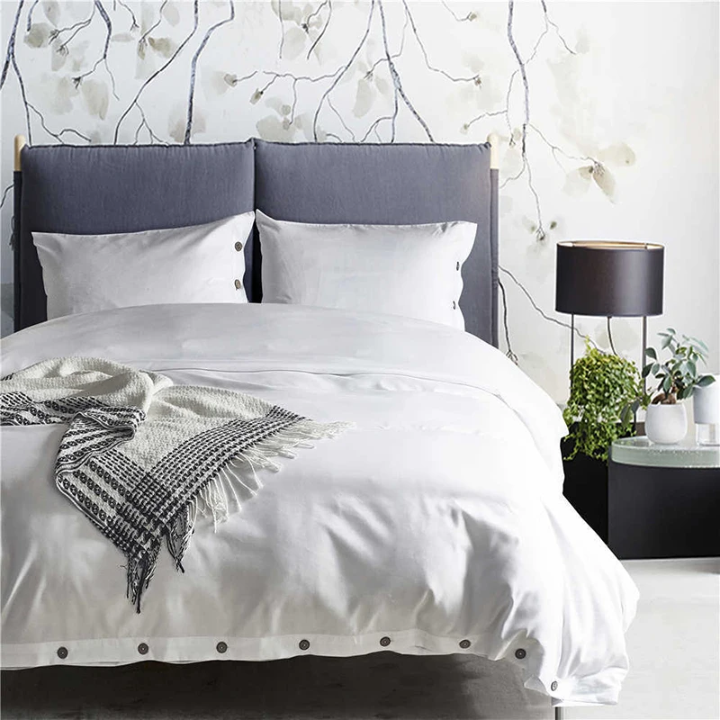 Solid Color Soft Button Side Quilt Duvet Cover Pillowcase Bedding Set For Home 2-3pcs Hiigh Quality Concise Summer Bed Linings | Дом и сад