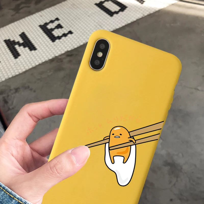 JAMULAR Cute Gudetama Lazy Egg Phone Case For iPhone 7 11 Pro XS MAX X XR 8 6 6s Plus Novelty Yellow Soft Silicone Back Cover