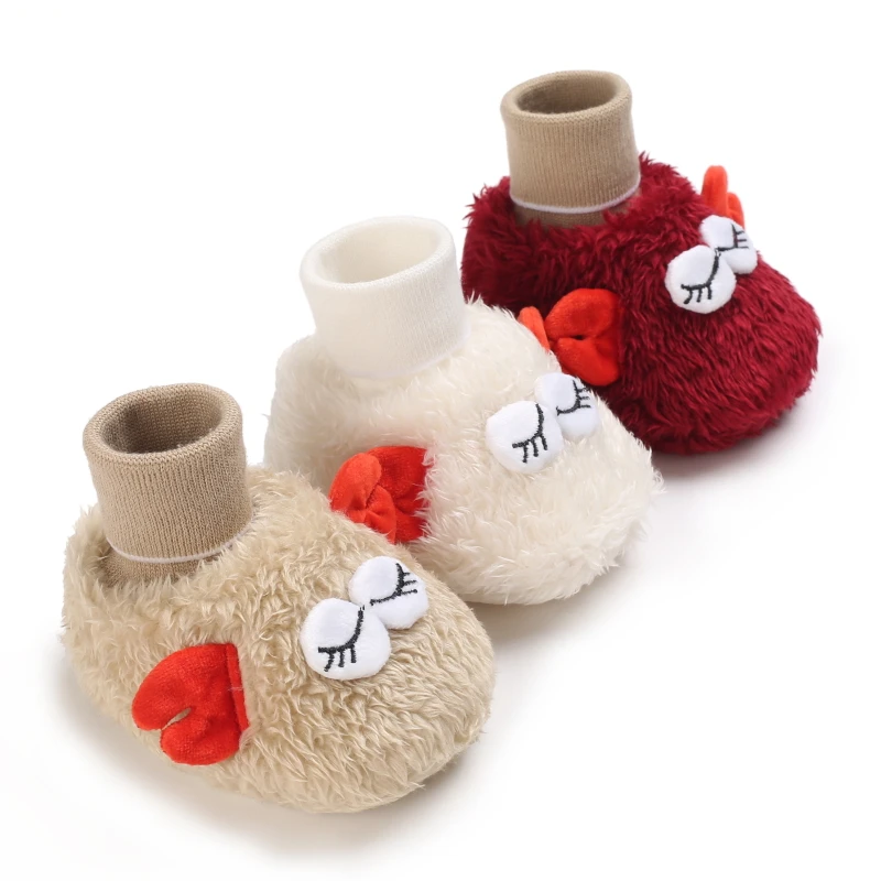 

Winter Lovely First Walkers Boots Newborn Baby Girls Booties Warm Plush Anti-slip Baby Infant Toddler Soft Bottom Shoes