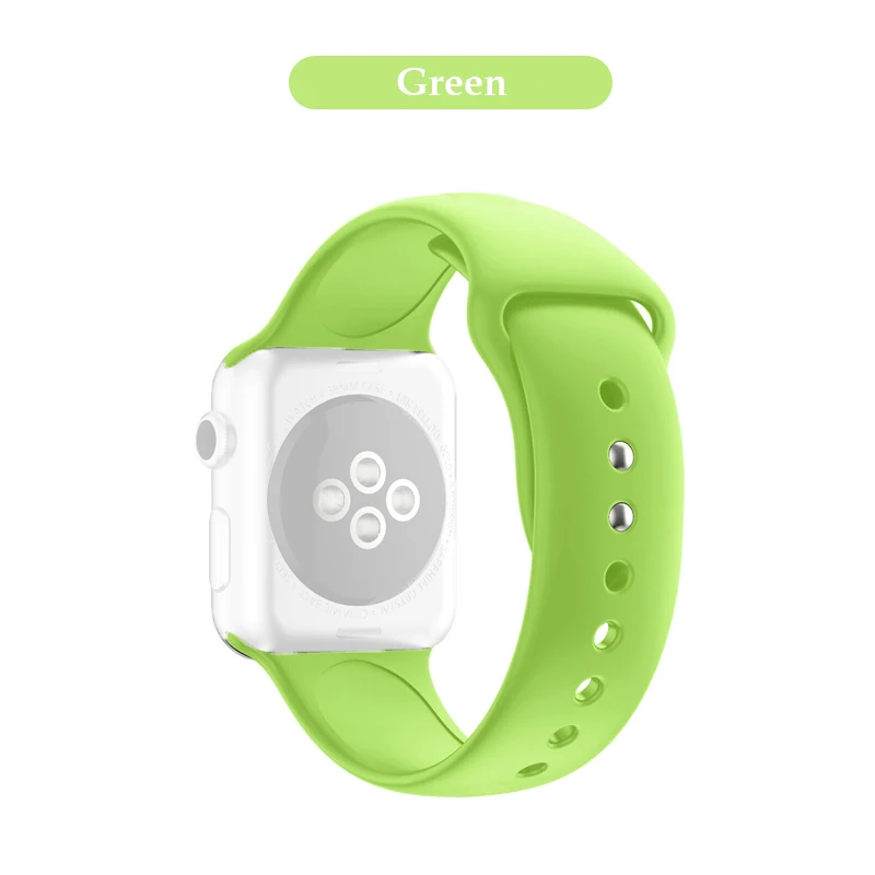 Green Силиконовый сменный спортивный ремешок 38 мм 40 мм для Apple Watch Series 1 2 3 4 42 мм 44 мм ремешок на запястье для iWatch Sport Edition - Цвет: Green