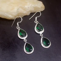 gemstonefactory big promotion 925 silver glowing natural green topaz jewelry women ladies gifts dangle drop earrings 20211998