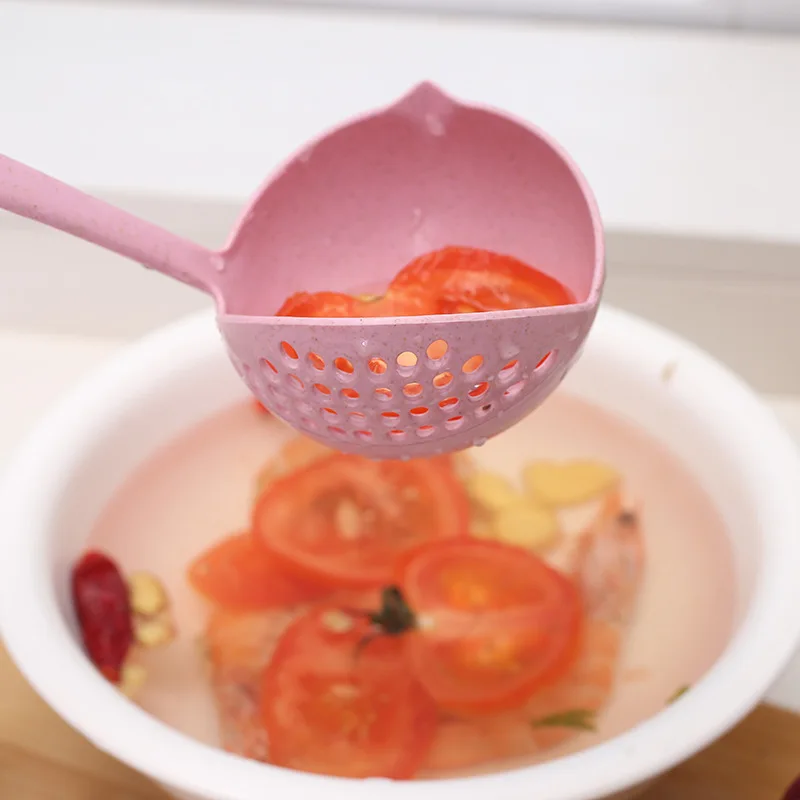 

Wheat straw spoon, soup spoon, slotted spoon, two-in-one long-handled plastic large spoon, environmentally friendly tableware ho