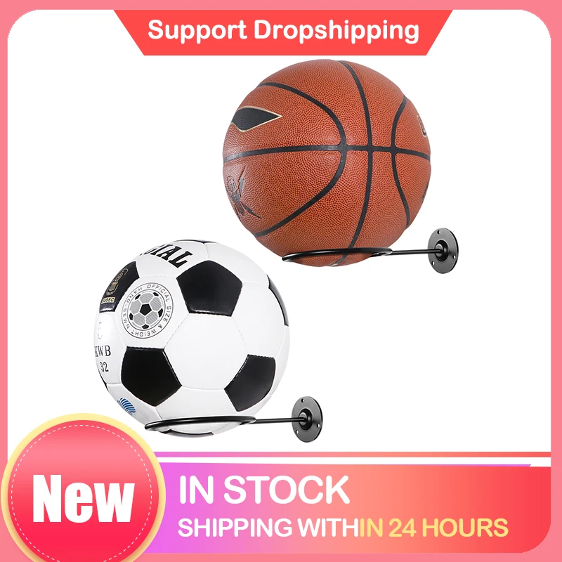 

Clispeed 2PCS Wall-Mounted Ball Holders Display Racks for Basketball Soccer Football Volleyball Exercise Ball (Black)