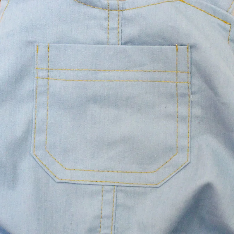 Plaid Jumpsuit For Dogs Spring Summer Dog Clothes Big Pocket Light Blue Denim Costume Shirt Coat Small Medium Yorkie XL | Дом и сад