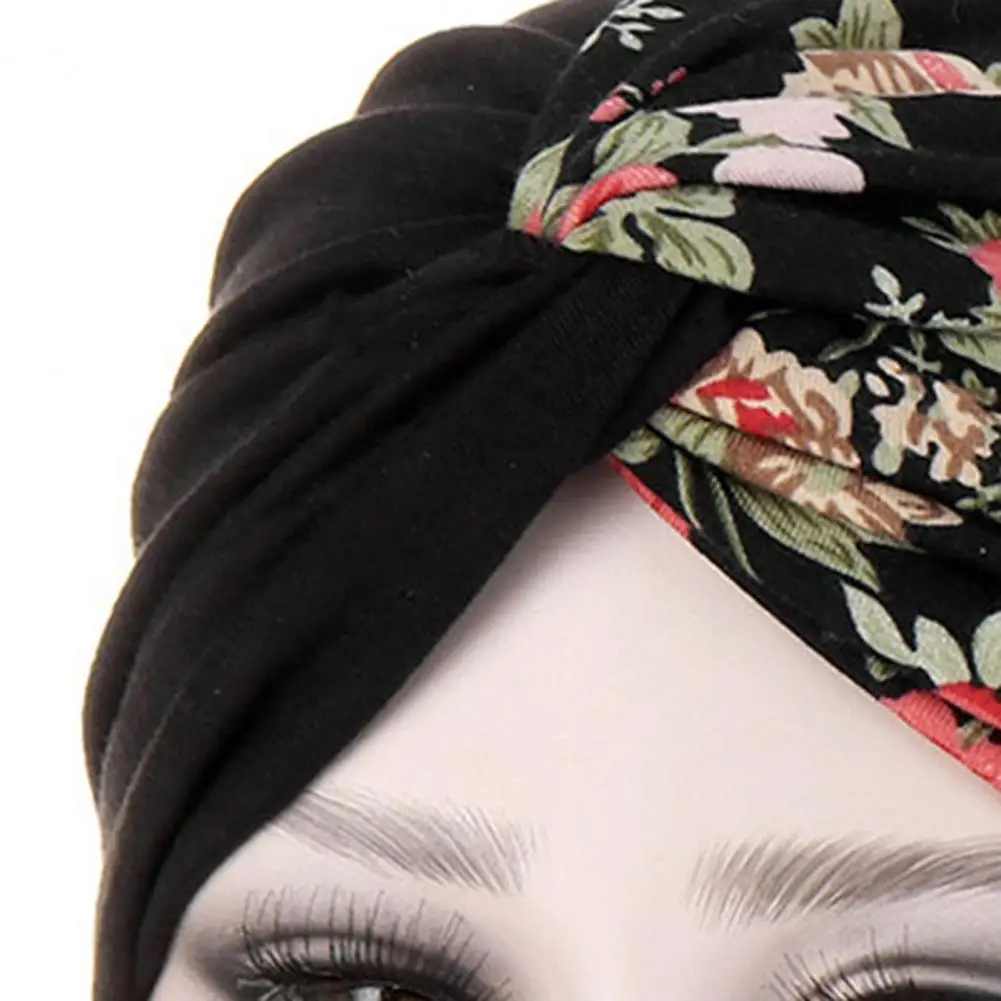 

Women Hat Knot Headscarf Splicing Design Multiple Functions Headwear Solid Protective Pattern Knot Head Wrap Women Headscarf