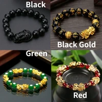 mifeiya feng shui obsidian stone beads bracelet men women unisex wristband gold black pixiu wealth and good luck women bracelet