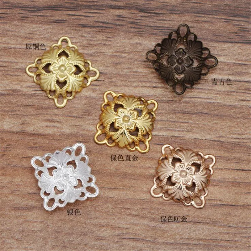 

SIXTY TOWFISH 30 Pieces 14mm DIY Jewelry Accessories Handmade Materials Charms Brass Flower Filigree Flower Slice