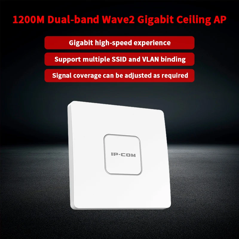 

IP-COM W63AP 11ac 1200M Wave 2 Indoor Ceiling Mount Wireless Access Point Dual-band AP Wifi Extender High gain Antennas