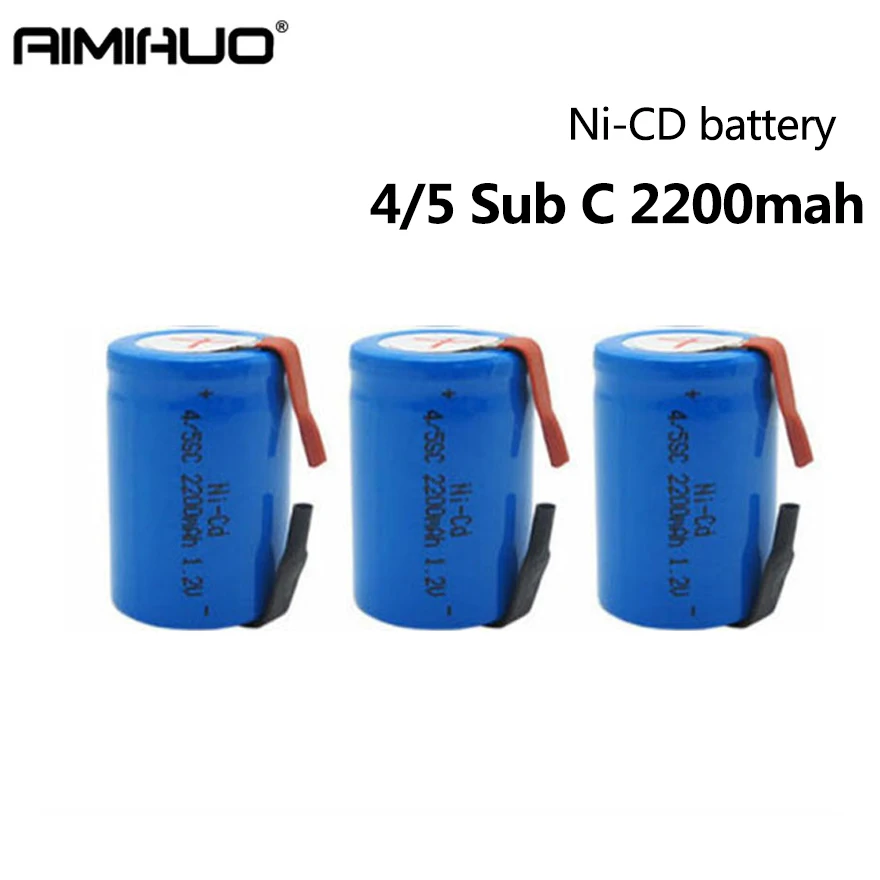 1 20 шт. 4/5 Sub C SC Ni Cd 2 в 2200 мАч перезаряжаемые батареи со сварочными вкладками