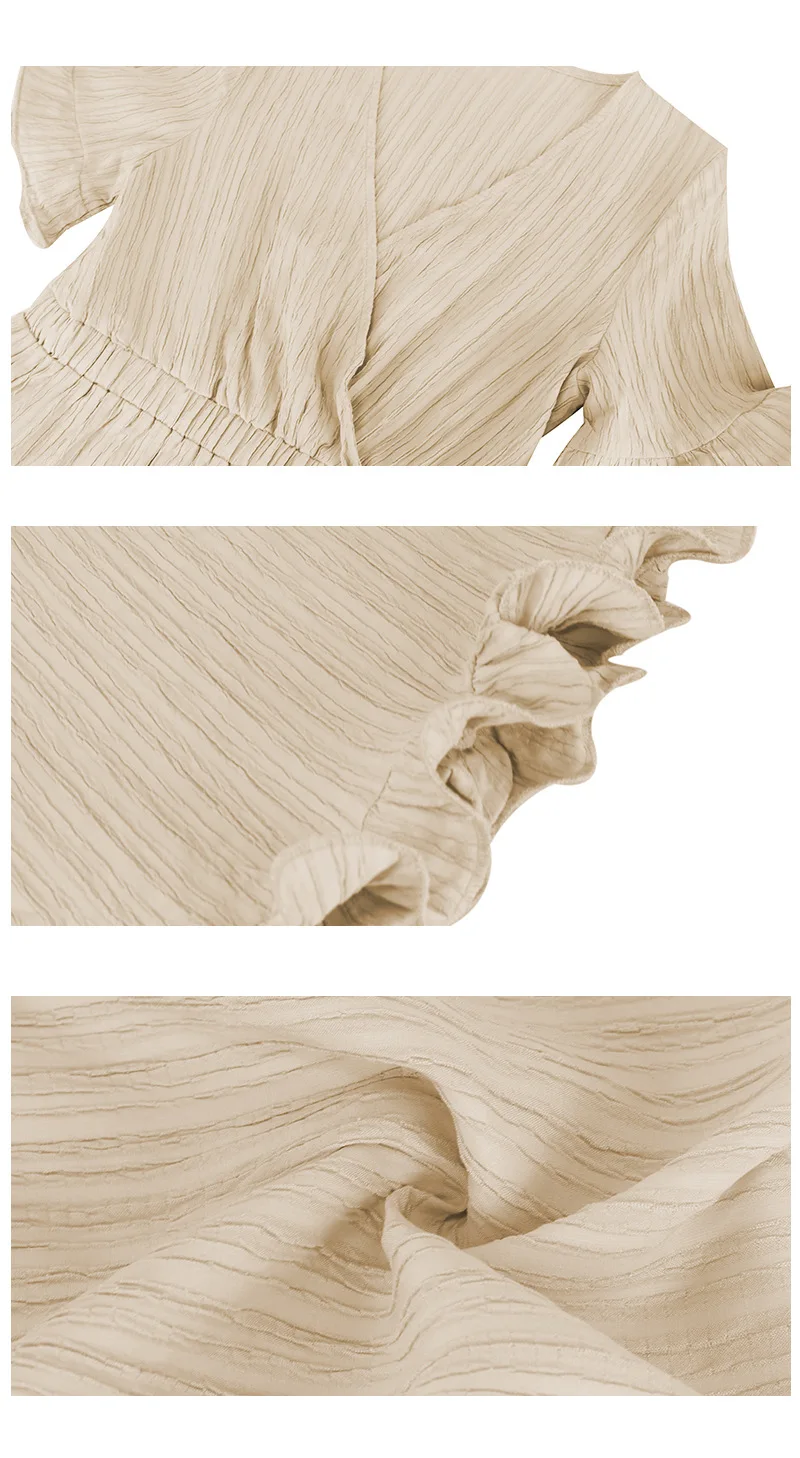 

2021 new v-neck mid-length skirt ladies party street casual hot-selling spring and summer women's clothing pleated dress beach s