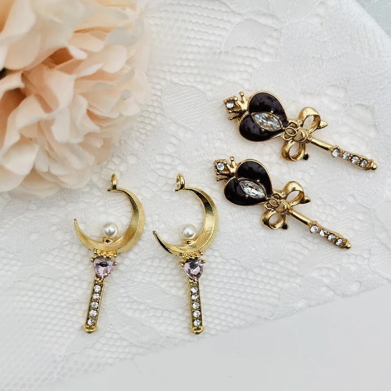 10 шт. сплав мультфильм бриллиант жемчуг Луна Любовь волшебная палочка кулон