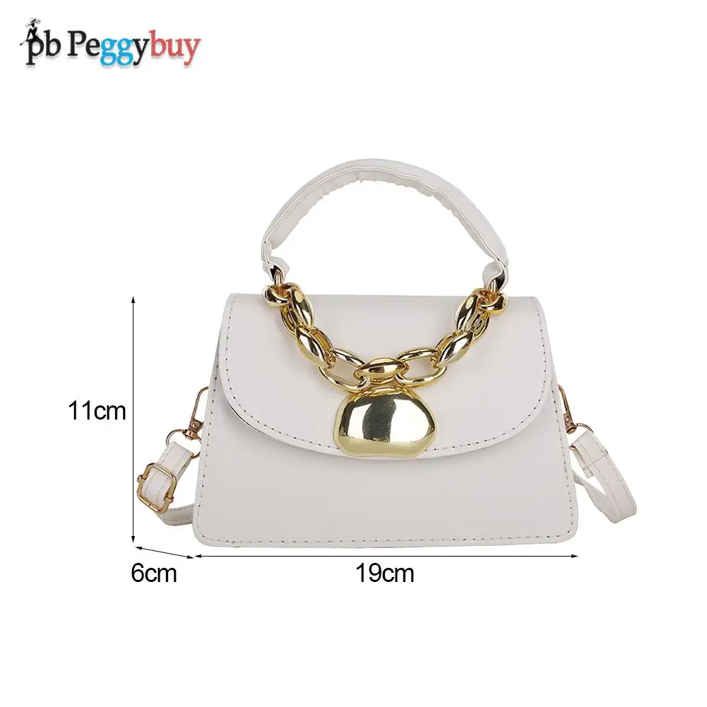 

2021 Fashion Women Pure Color Shoulder Bag Casual PU Leather Retro Thick Chain Messenger Bags Solid Color Pleated Tote Bag