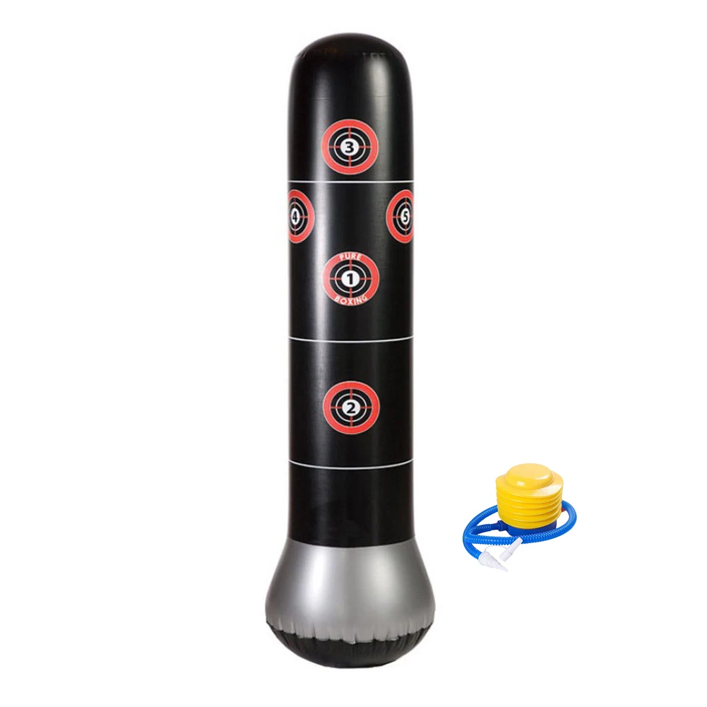 

160cm Boxing Punching Bag Inflatable Free-Stand Tumbler Muay Thai Training Pressure Relief Bounce Back Sandbag with Air Pump