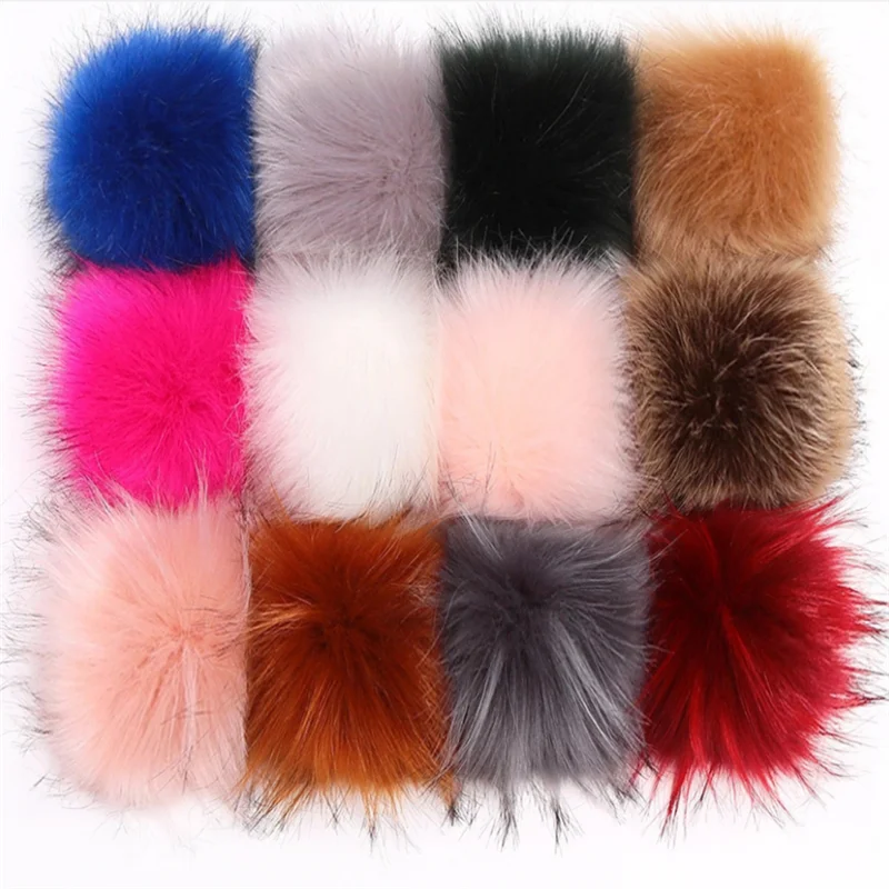 8/10/12cm Faux Fox Fur Ball Pompoms Fake Soft Bluffy Raccoon Pompons Plush Pom Balls Diy Handmade Knitted Hat Decor 1PC | Дом и сад