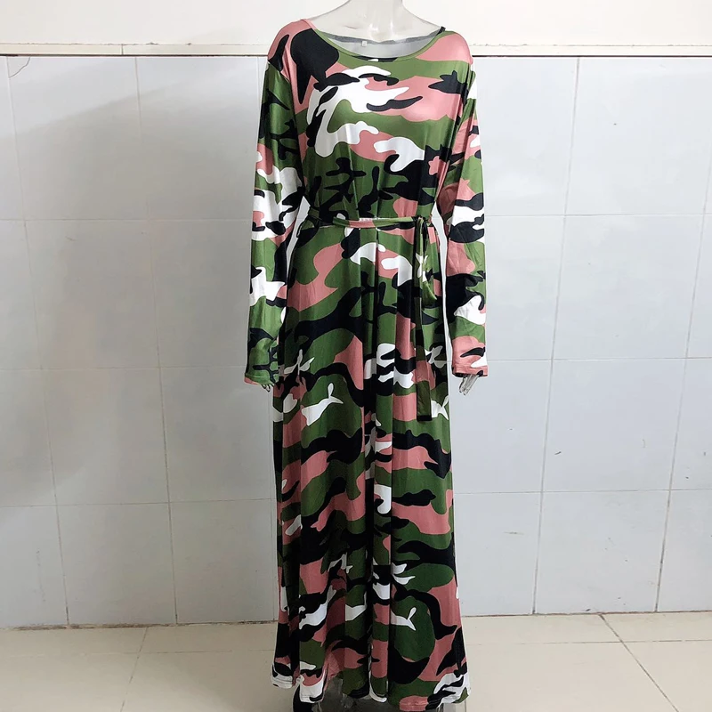 Модные камуфляжные повседневные платья размера плюс для женщин 4XL 5XL 6XL Boho Макси с