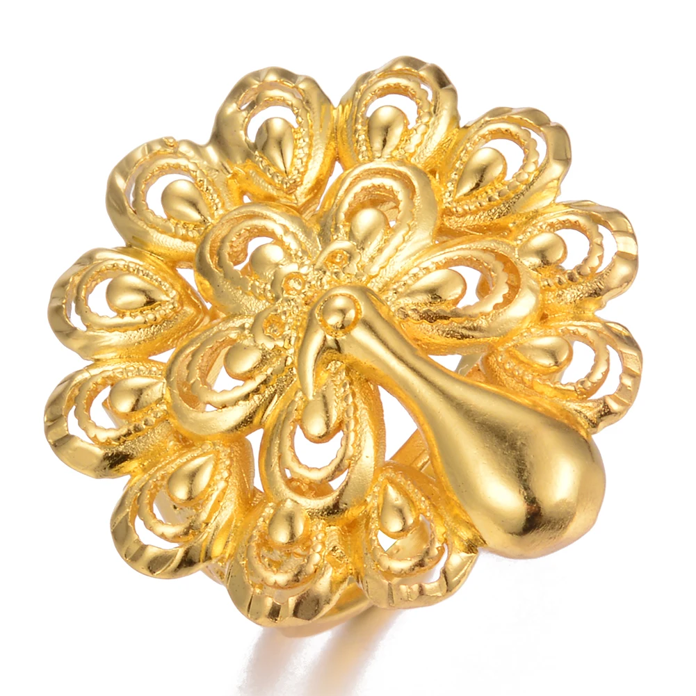 Классическое кольцо Wando золотого цвета с павлином для женщин и девушек роскошное