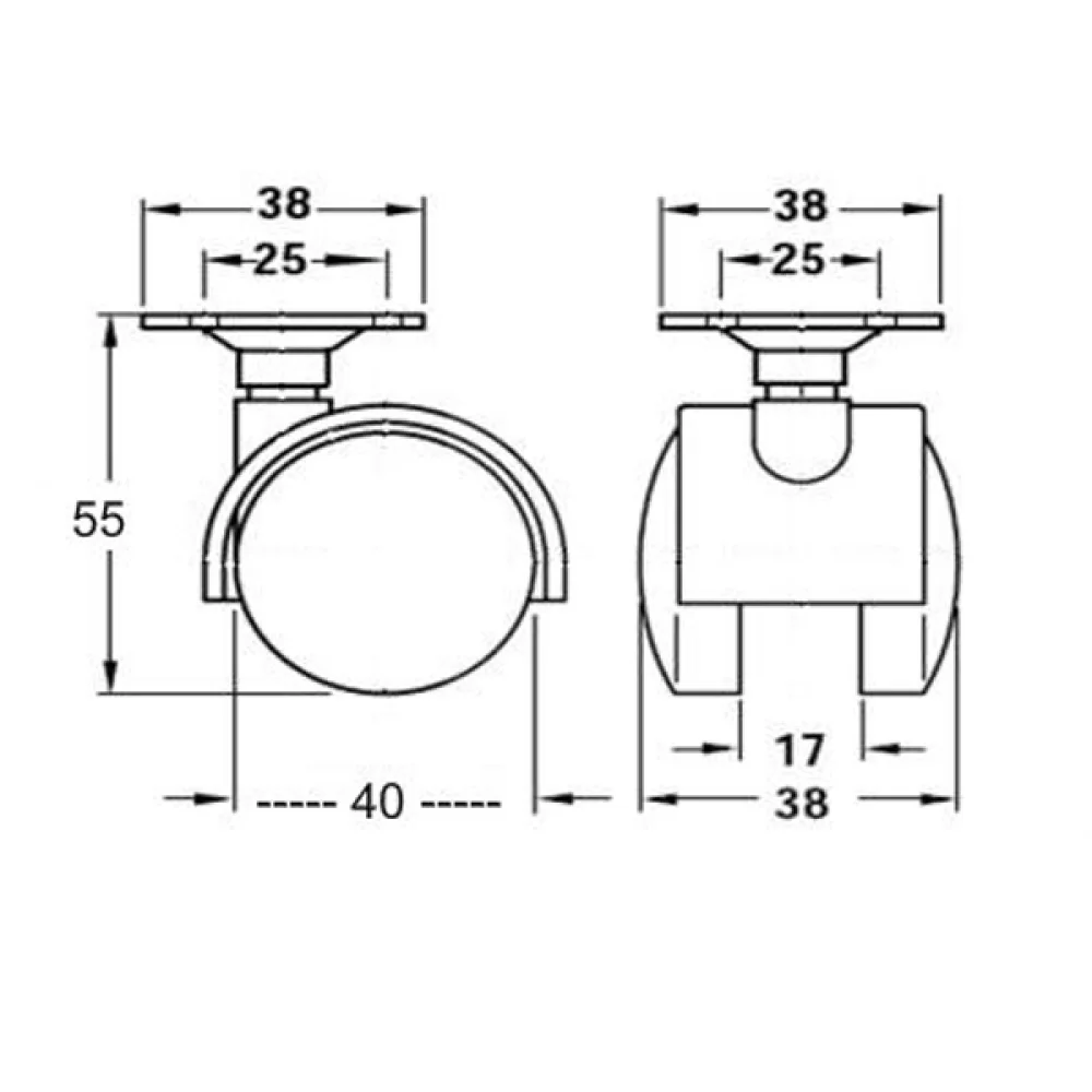 

4pcs 50mm Twin Wheel Swivel Furniture Castors Casters with Fixing Plate (Black)