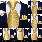 Галстук Hi-Tie Шелковый Свадебный для мужчин желтый Пейсли носовой платок запонки подарок мужской s галстук Gravata набор Деловой дропшиппинг новый дизайнер