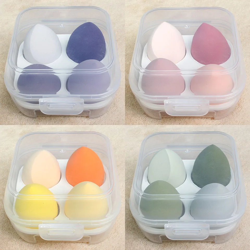 4pcs Makeup Sponge Set Cosmetic Puff Powder Purple Blender Bulk Beuty Tools Accessories Make Up Sponge Pack Wholesale