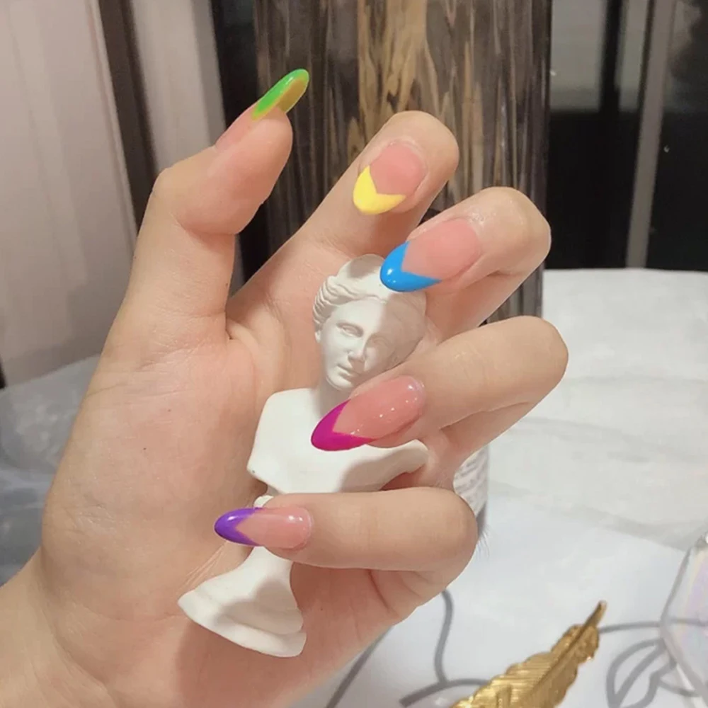 24 шт. средней длины минималистичные граффити накладные ногти в форме балета с