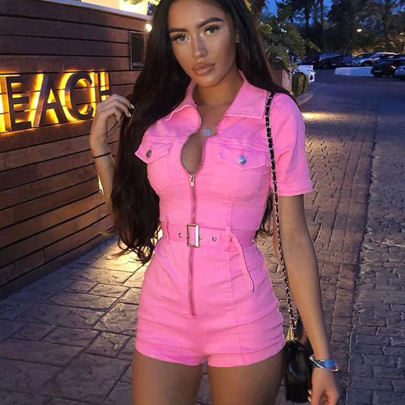 Slaygirl 2019 сексуальные однотонные модные комбинезоны женские летние с карманами на
