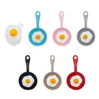 julie wang 7pcs enamel charms mixed fried egg and pan pendants alloy bracelet jewelry making accessory