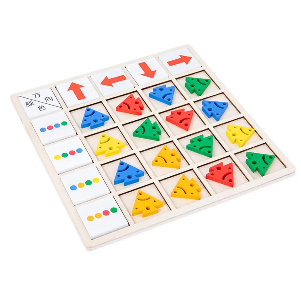 

New Training Toys Direction Color Cognitive Wooden Board Game Montessori Materials Learning Board Early Education Wooden Toys