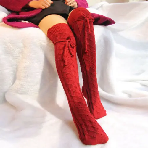 

Women Over The Knee Stocking Knitted Leg Warm Thigh High Festival Socks
