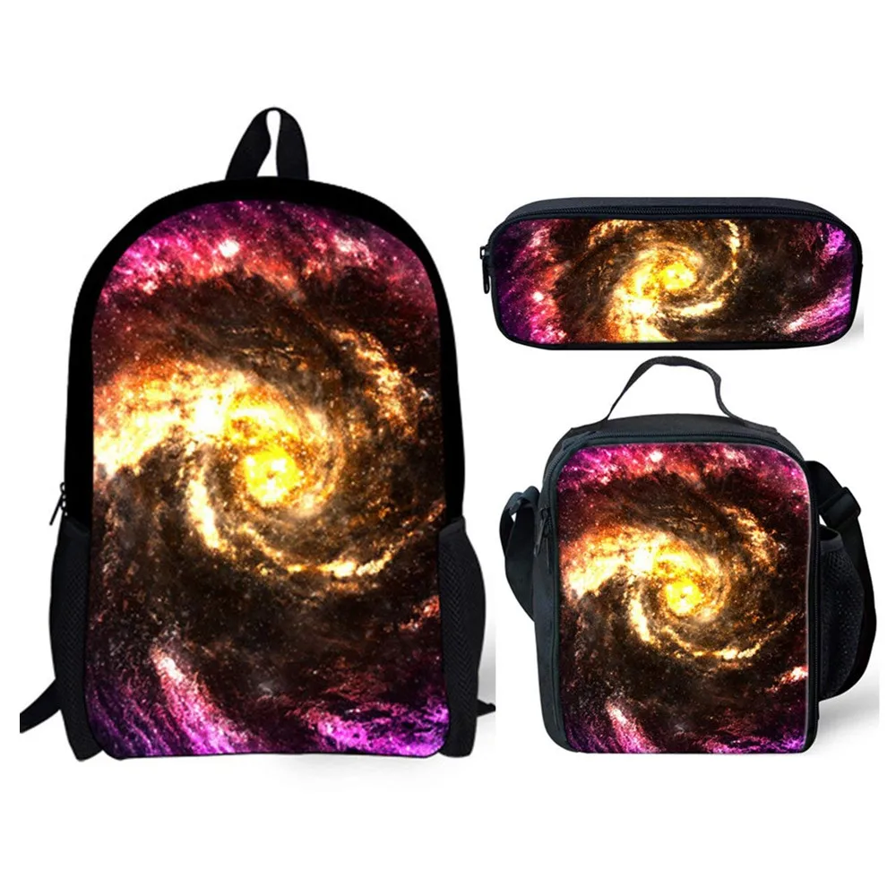 Школьные сумки с черной бабочкой для студентов, 3 шт., 3D, с рисунком звездного неба, ортопедический ранец, рюкзак, сумка-карандаш, рюкзак для п...